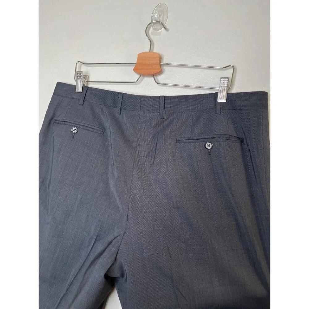Canali Mens Gray Dress Pants Wool Blend Size 56 Waist 38